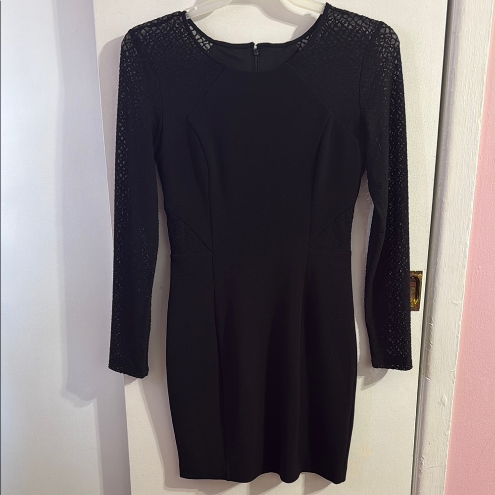 Elegant Black Lace Sleeve Dress